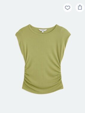 Montgomery Post | Olive Green Ruched Cooling Rib Knit Top | L